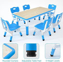 Kids Study Table and 6 Chairs Set,Height Adjustable Table and Chairs for Children and Toddlers,47.2"X23.6"Graffiti Desktop,Suitable for Daycare,Classrooms, Home by CozyNest Decor