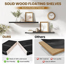 Floating Wall Shelves 2-Pack - 36-Inch Rustic Black Wooden Shelves for Storage and Décor, Easy Installation for Living Room, Bedroom, and Kitchen by CozyNest Decor
