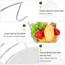 Livabber Countertop Fruit Basket Bowl with Banana Hanger, Modern Standing Fruit Vegetable Bowl Storage, with Banana Tree Holder for Kitchen Dinning Table (Round Marble, Chrome) by CozyNest Decor