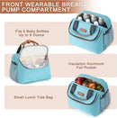 Breastmilk Cooler Bag with Ice Pack Fits 6 Baby Bottles up to 9 Ounce, Wearable Breast Pumps Cooler Bag for Nursing Mom Daycare, Work, Travel- Aqua by TinyTreasures Baby Boutique