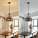 WUZUPS Chandelier Rustic Farmhouse Industrial Round Ceiling Pendant LED Light Fixture with Later-Cut Openwork Drum Shade, H 15.7" x W 13.4", Oil Rubbed Bronze by CozyNest Decor