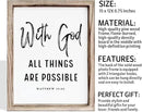 Christian Wooden Wall Signs, Religious Home Decor, Farmhouse Decor for Home Office, Christian Gift, Hanging Framed Wall Plaque 15 * 11.5 inches, With God All Things are Possible Sign by CozyNest Decor