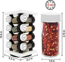 Orii Spice Rack 16 Jar Set White Filled with Spices - Rotating Standing Rack Shelf Holder & Countertop Spice Rack Tower Organizer for Kitchen Spices by CozyNest Decor