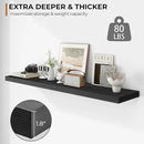 Fun Memories Floating Shelves - 12 Inch Rustic Wooden Wall Shelves - Extra Deeper & Thicker Wall Mounted Storage Shelf for Living Room, Kitchen, Farmhouse - 55" W x 12" D x 1.8" H - Rustic Black by CozyNest Decor