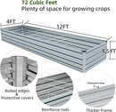 12x4x1.5FT Galvanized Raised Garden Beds Kit Large Outdoor Metal Gardening Planter Box for Vegetable Elevated Flower Herbs, Silver by GreenHaven Gardens