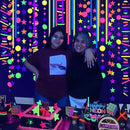 700ft Neon Paper Garland Glow in Dark Paper Streamers UV Reactive Round Dot Star Kit Banners for Neon Party Supplies, Wedding Decorations, Birthday Parties by TinyTreasures Baby Boutique