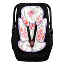 Pea Pod Infant Car Seat Insert 2-in-1 Baby Car Seat Head & Body Support for Newborn Girl Reversible 3 Layer Warm Preemie Carseat Stroller Cushion Headrest with Soft Minky Dot Fabric, Pink Floral by TinyTreasures Baby Boutique