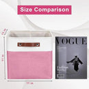 Collapsible Fabric Storage Cubes 11x11 Cube Storage Bins, 4 Pack Closet Baskets Box with Handles for Organizing, Shelf, Toys, Clothes, Home, Office, Nursery (Pink&White) by CozyNest Decor