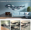 Coastal Metal Fish Wall Decor, Large Nautical Fish Wall Décor,School of 20 Fish Wall Art,3D Fish Wall Sculpture,Fish Metallic Art Decor,Perfect for Living Room,Bedroom,Beach Or Boat Decor,59" X 16.5" by CozyNest Decor