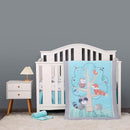 Blue Woodland Nursery Crib Bedding Set for Boys 3 Pieces Fox Owl Raccoon Baby Boy Cot Bedding Set by TinyTreasures Baby Boutique