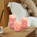 Homemory Flameless Candles with String Lights, 3 Pack Embedded Fairy String Lights LED Candles, Electric Flickering Candles with Remote Control and Timer, Real Wax, Pink by CozyNest Decor