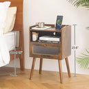 AWASEN Mid Century Night Stand with Charging Station, Wood Bedside Table with Glass Drawer, Small Modern Nightstand End Side Table with 2 Tiers Storage for Bedroom, Office(Rustic Brown) by CozyNest Decor
