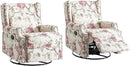 UIXE Swivel Rocker Manual Recliner Chairs Set of 2, Wingback Swivel Glider Fabric Nursery Reclining Sofa Chair, High Back Upholstered Arm Chair for Living Room Bedroom - Beige Floral by CozyNest Decor