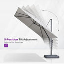 PURPLE LEAF 8 FT Cantilever Patio Umbrella Outdoor Aluminum Offset Square Umbrella with 3 Years Fade Resistance Recycled Fabric and 360-degree Rotation for Deck Pool Garden, Pebble Grey by GreenHaven Gardens