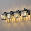 Modern Crystal Bathroom Vanity Light 4-Lights Black Modern Crystal Wall Lamp Bathroom Modern Crystal Vanity Lighting by CozyNest Decor