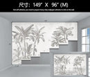 Gray Jungle Landscape Wallpaper Mural Tropical Banana Leaf Wall Mural (Not Peel and Stick) by CozyNest Decor