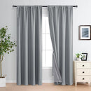 XWZO 100% Blackout Curtains 84 Inches Long with Tiebacks- Privacy Protection & Noise Blocking Window Draperies Rod Pocket with Black Liner for Bedroom/Living Room, Grey, W52 x L84, Set of 2 by TinyTreasures Baby Boutique