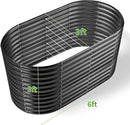 Land Guard 6x3x3ft Oval Galvanized Raised Garden Beds, Large-Capacity Metal Planter Box Outdoor, Durable Deep Raised Garden Bed 3ft Tall, Raised Beds for Gardening Vegetables, Dark Grey by GreenHaven Gardens