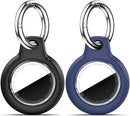 Upgrade Waterproof 2 Pack Airtags Holder with Apple Airtags Keychain, Hard PC Air Tag Case, Anti-Scratch & Shock Air tag Holder, Men's Women's Keyrings & Keychains-Black+Navy Blue by TinyTreasures Baby Boutique