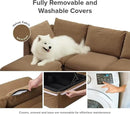 mopio Oversized Modular Sectional Sofa with Fully Removable Covers and Storage, Convertible U, L-Shaped and Sleeper Sectional, Modern Couches with Ottoman Chaise (Hazelnut Velvet, 6 Seats, U) by CozyNest Decor