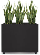 Planter Box Rectangular Block - 16×12×12IN Galvanized Steel Metal Long Box Planter Easy Installation Modern Outdoor Tall Planters All-Weather Use with Drainage Holes for Patio/Porch(Black) by GreenHaven Gardens