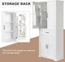 72.2" Tall Storage Cabinet with 4 Doors and Drawer, Freestanding Linen Cabinet, Wooden Pantry with Adjustable Shelf for Kitchen, Bathroom, Living Room White by CozyNest Decor