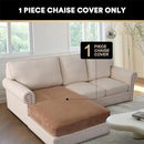 PrinceDeco Sectional Couch Covers Velvet Couch Cover for Dogs Washable L Shaped Couch Cover 1 Piece Individual Sectional Couch Covers with Elastic Bottom(Chaise Lounge,Camel) by CozyNest Decor
