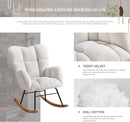 Nursery Rocking Chair, Teddy Upholstered Glider Rocker with High Backrest Armchair, Modern Rocking Accent Chairs for Nursery, Living Room, Bedroom, Offices (Ivory) by TinyTreasures Baby Boutique