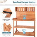 Merax 65" Large Wooden Farmhouse Rustic Outdoor Potting Bench Table with 4 Storage Shelves and Side Hook, Patio Workstation, for Garden, Backyard, Natural by GreenHaven Gardens