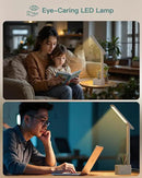 Addtam LED Desk Lamp with Pen Holder, Study Lamps with 3 Outlets 4 USB Charging Ports(2 USBC), 3 Color Modes Desk Light Touch Lamp, Small Desk Lamps for Home Office College Dorm Room Essentials by CozyNest Decor