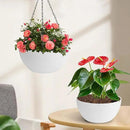 12 inch Hanging Planters for Indoor Plants, 2 Pack Planters for Outdoor Plants with Drainage Holes and Chain, Round Plastic Hanging Baskets, Hanging Flower Pots for Balcony Garden Decor-White by CozyNest Decor