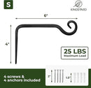 Kingsyard 2-Pack Wall Plant Hanger Outdoor - Heavy Duty Metal Hanging Bracket Hooks for Hanging Plant Bird Feeders Lanterns Wind Chimes Outdoor & Indoor, 6-Inch/Black by GreenHaven Gardens