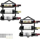 2Pcs Wall Mounted Wine Stemware Rack, Metal Hanging Wine Glass Display Holde Holds 3 Bottles, Elegant Storage for Kitchen Dining Room Bar Wine Cellar by CozyNest Decor