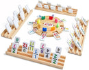 Mexican Train Dominoes Set with 4 Wooden Trays/Racks and Portable Carrying Case,Travel Colorful Double 12 Dominoes - 91 Numbered Tiles,for Kids and Adults by TinyTreasures Baby Boutique