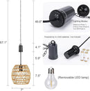 Battery Operated Outdoor Hanging Light with 6 Hours Timer, Outdoor Indoor Pendant Chandelier Rattan Lantern Waterproof Lamp Edison Bulb Lights for Gazebo Porch Garden Patio Home Decoration by GreenHaven Gardens