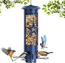 Squirrel Proof Bird Feeders for Outdoors Hanging, Metal Squirrel Proof Bird Feeder with Gravity Protection, 3LB Large Capacity Wild Bird Feeders for Outside Finch, Cardinal, Blue Jay (Blue) by GreenHaven Gardens