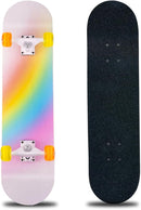 Skateboard,31 x 8 Inch Complete Skateboard, 8-Layer Maple Wood Deck Double Kick Standard Skateboards for Kids, Teens, Adult, Beginner by TinyTreasures Baby Boutique