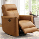 Swivel Rocker Recliner, Glider Rocking Chair, Nursing Chairs Swivel Glider Recliners with Soft Backrest, Leathaire Manual Reclining Sofa for Living Room Bedroom Apartment, Brown by TinyTreasures Baby Boutique