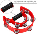 EASTROCK 3 Pack Double Row Tambourine Metal Jingles Hand Held Percussion Half Moon Tambourine for Kids, Adults, KTV, Party (Black, Blue, Red) by TinyTreasures Baby Boutique