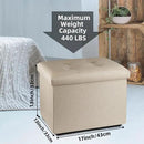 ALASDO Storage Ottoman Footrest Stool Small Ottoman with Storage Foldable Ottoman Foot Rest Footstool Bench for Living Room 17x13x13inches Beige by CozyNest Decor