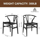 Wishbone Chair, Solid Wood Armrest Woven Seat Chair, Kitchen & Dining Chair, Wishbone Y Black Chairs - Set of 1 (Ash Wood - Black) by CozyNest Decor