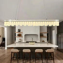 Modern Pendant Lights Kitchen Island, 35.5" Dimmable LED Elliptical Runway Light Fixture Silvery Gray Aluminum Bar Lights Hanging for Dining Room, Kitchen, Restaurant, Living Room by CozyNest Decor
