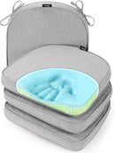SUNROX Gel Memory Foam Chair Cushions, FadeShield Water-, Stain-Resistant Durable Reversible Seat Cushion Pads with Ties for Indoor/Outdoor Kitchen Dining Office, 17"x16", Set of 4, Heather Grey by GreenHaven Gardens
