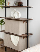 StorageWorks Storage Bins, Fabric Storage Bins for Shelves, Extra Large Storage Baskets with Metal Frame, Closet Baskets and Bins with Handles, Jumbo, Brown and Beige, 2-Pack by TinyTreasures Baby Boutique