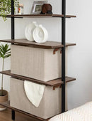 StorageWorks Storage Bins, Fabric Storage Bins for Shelves, Extra Large Storage Baskets with Metal Frame, Closet Baskets and Bins with Handles, Jumbo, Brown and Beige, 2-Pack by CozyNest Decor