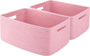 OIAHOMY Storage Basket for Shelves, Closet Cube Storage Bins Baskets for Clothes Blanket Towels, Baby Nursery, Toy Baskets Box, Woven Rope Basket, 15.75*11.81*7.09 IN, 2 Packs Pink by TinyTreasures Baby Boutique