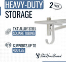 StoreYourBoard 2-Pack Heavy Duty Wall Shelves – Wall-Mounted Garage Storage Shelving and Organization for Sheds, Closets, or Utility Rooms – Holds 200 lbs, 1ft x 4ft, White by GreenHaven Gardens