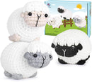 Crochet Kit for Beginners, Crochet Starter Kit with Step-by-Step Video Tutorials, Amigurumi Crochet DIY Knitting Supplies for Adults Kids, 3-Pack Little Lambs (40%+ Yarn) by TinyTreasures Baby Boutique