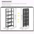 4NM No Assembly Foldable Bookshelf, 5-Shelf Collapsible Bookcase Storage for Small Spaces, 62.2" H, Gray and Black by CozyNest Decor