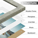 Vittanly 4x6 Picture Frames Set of 9, Shatter Resistant Plexiglass, Display 3.5x5 Pictures with Mat or 4x6 without Mat, Photo Frames for Wall or Tabletop, Engineered Wood, Grey by CozyNest Decor
